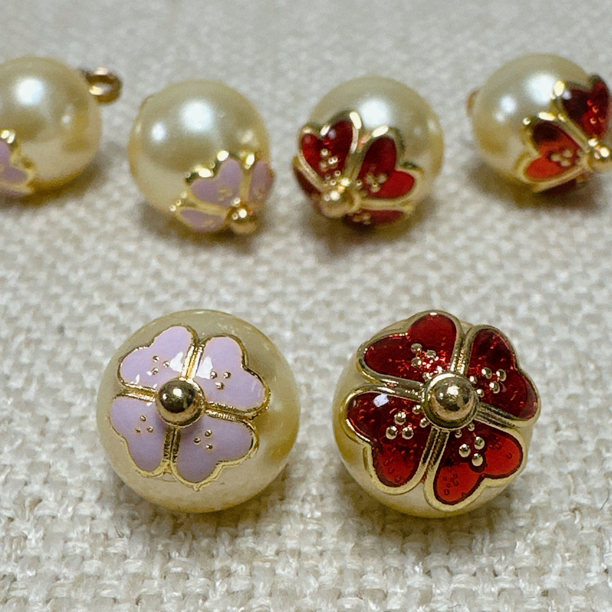 10mm新中式国风黄色贝珠粉紫托圆纽扣百搭衣衬衫外套扣子旗袍汉服