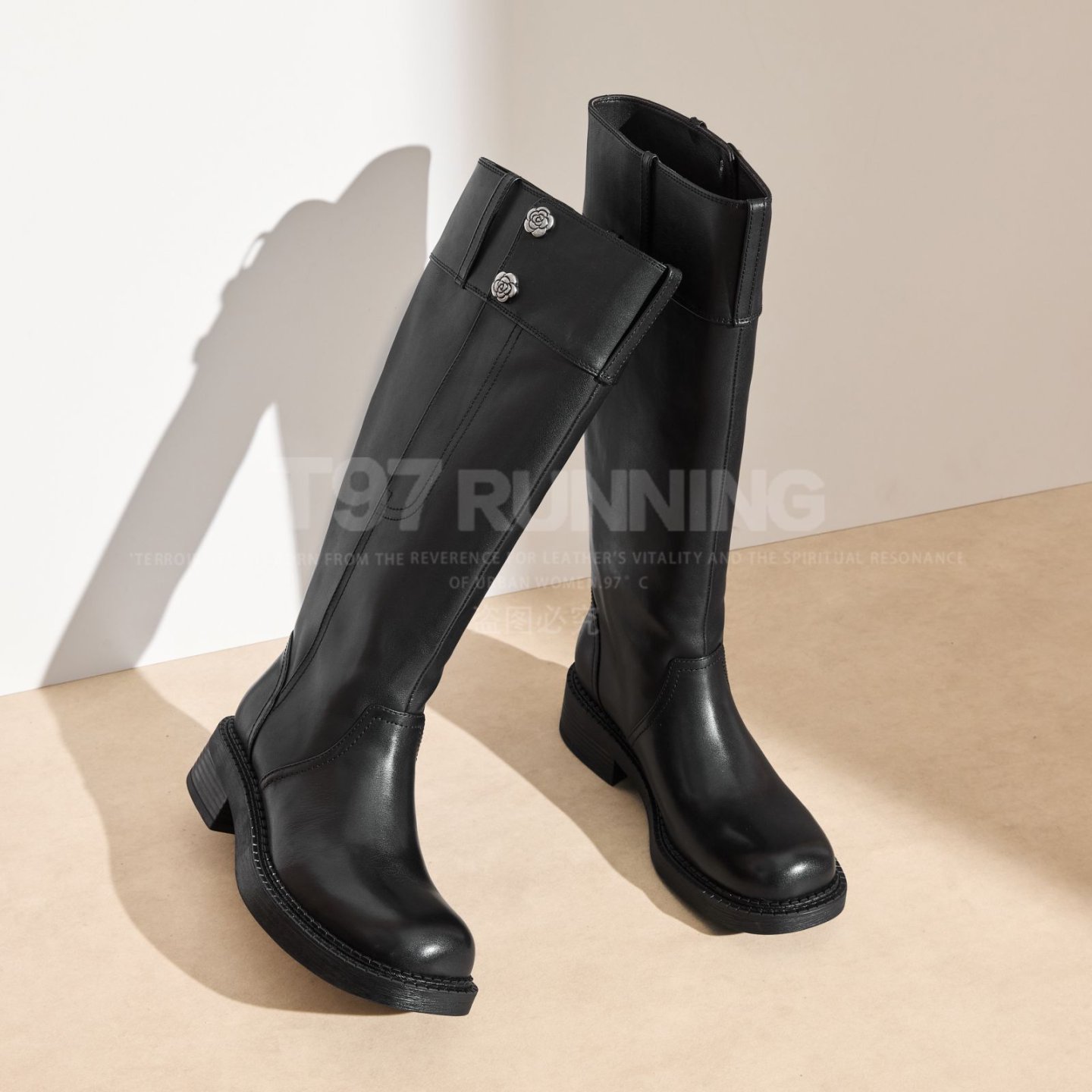 2025秋冬新款英伦风真皮小众百搭休闲一脚蹬长靴高级骑士靴G3219