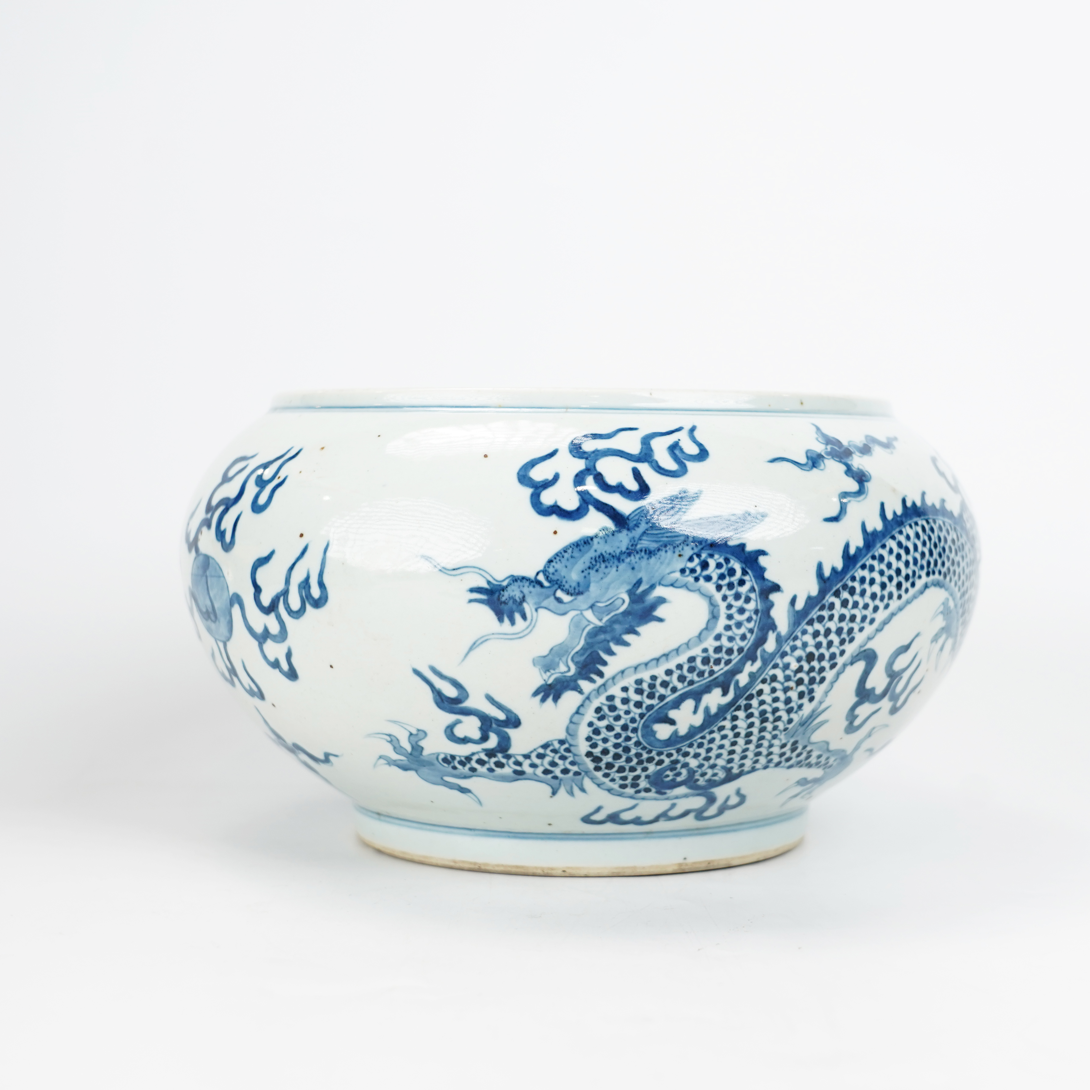 Lot032 清 青花龙纹洗