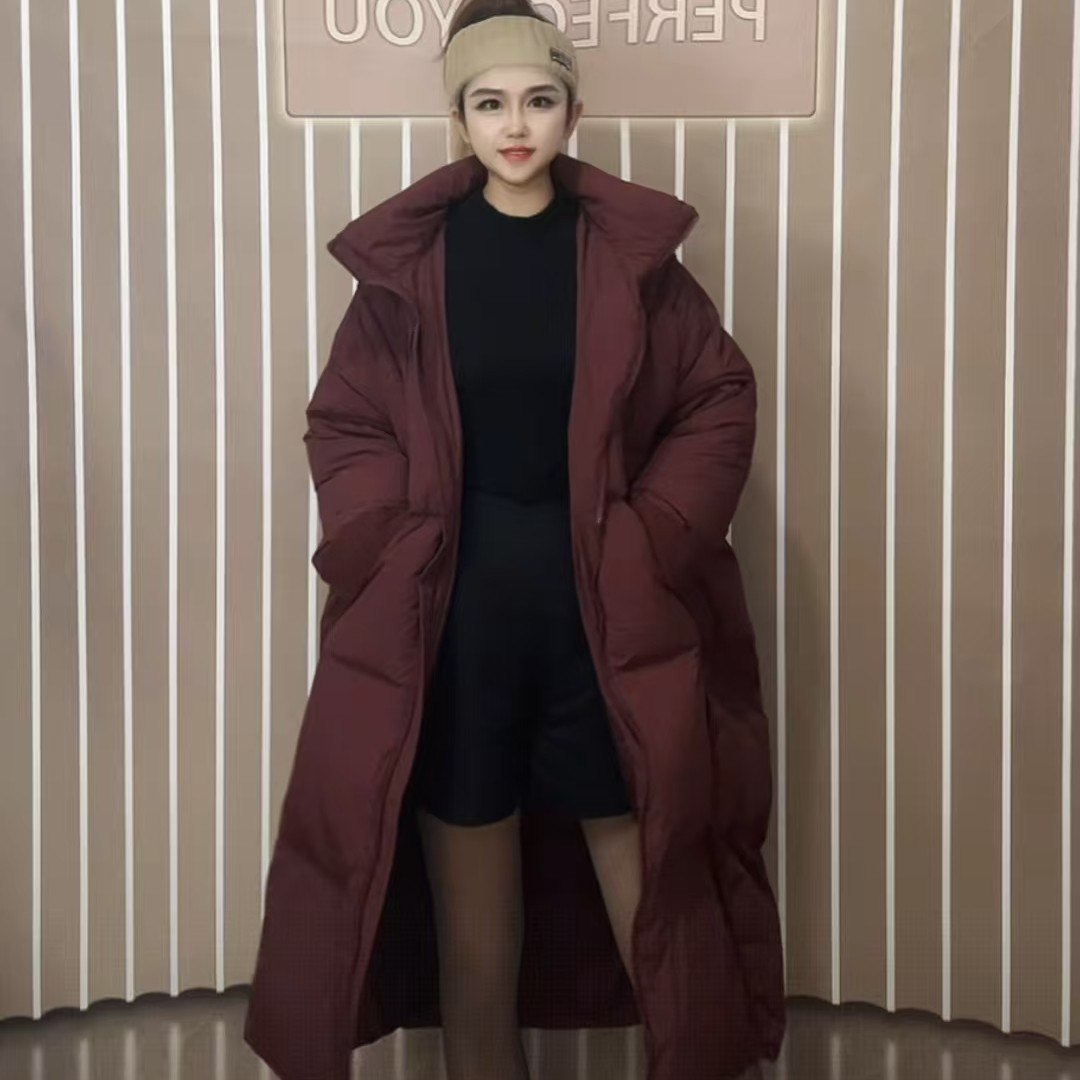 长款宽松时尚均码大码羽绒服女连帽