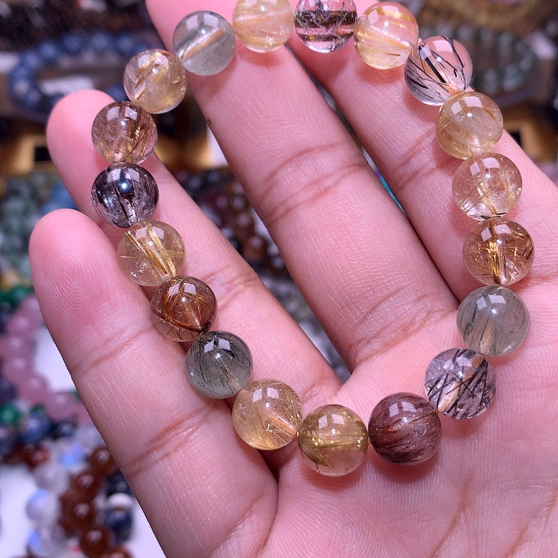 水晶手链未镶嵌彩发10mm