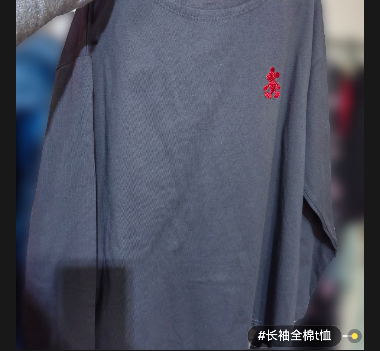 日常女士春秋秋季常规款长袖圆领T恤蓝灰色春秋黑色