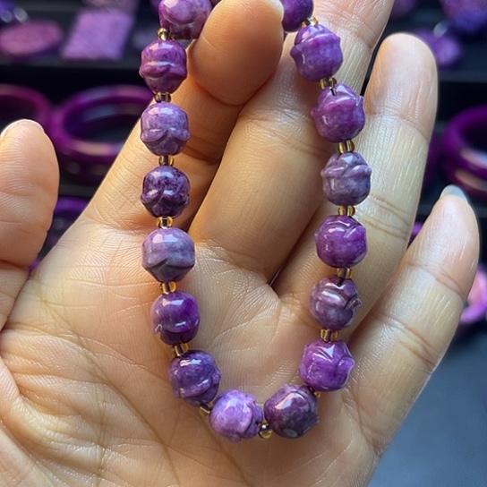 非金属小花手串果酱紫