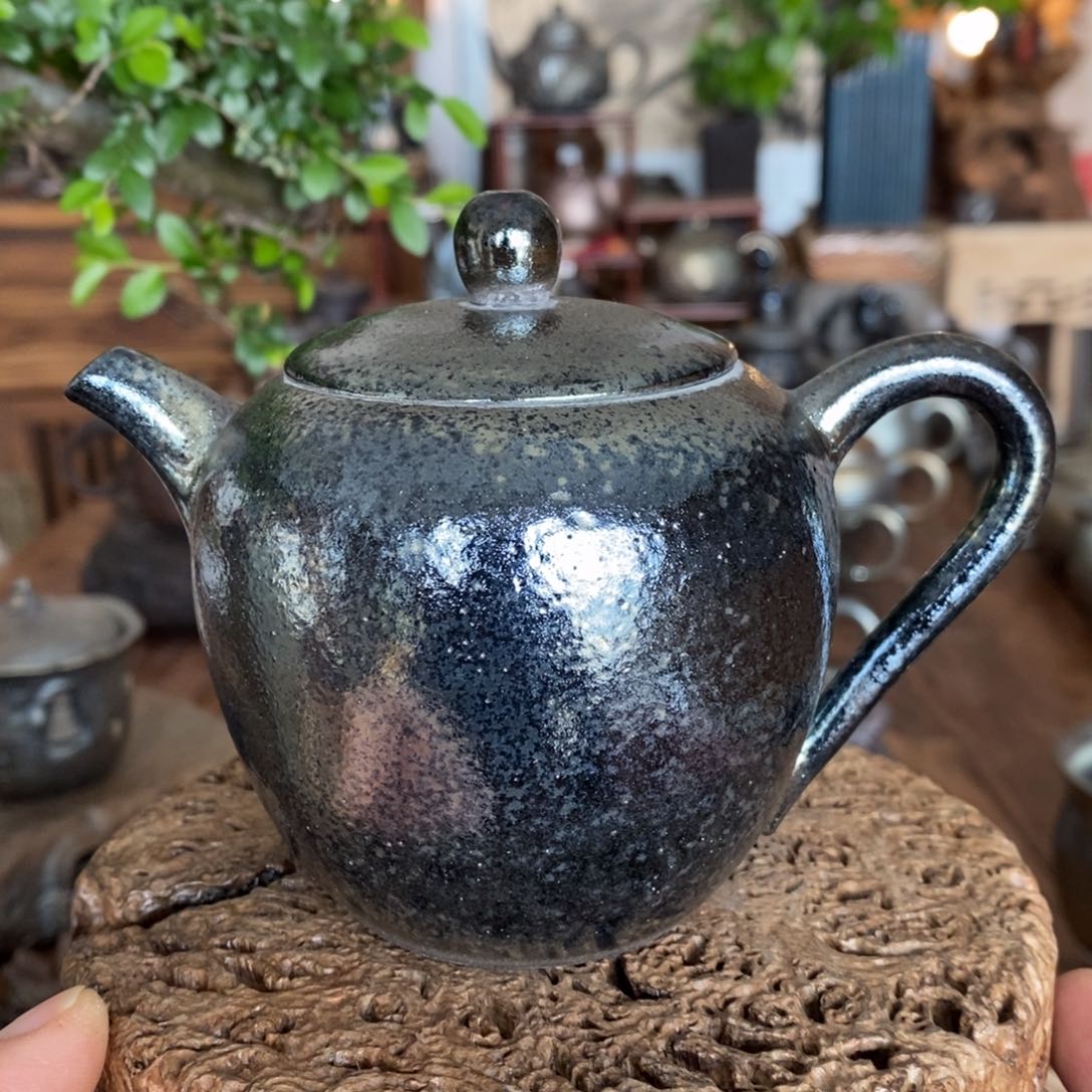 开播福利，蓝金彩美人肩，建水紫陶，全手工纯柴烧，