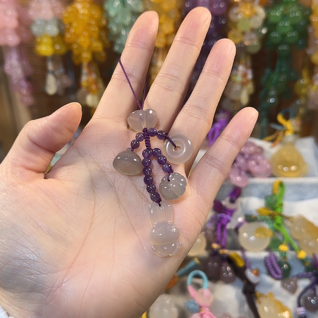 糖***骨玛瑙/玉髓未镶嵌手机挂件