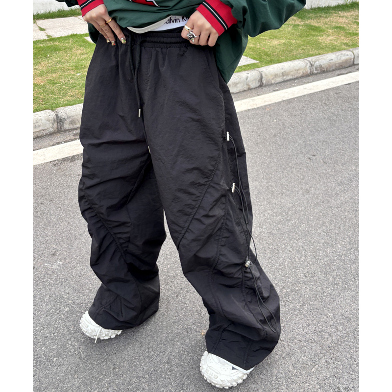 ONCE-抽褶弯刀裤潮牌男女同款