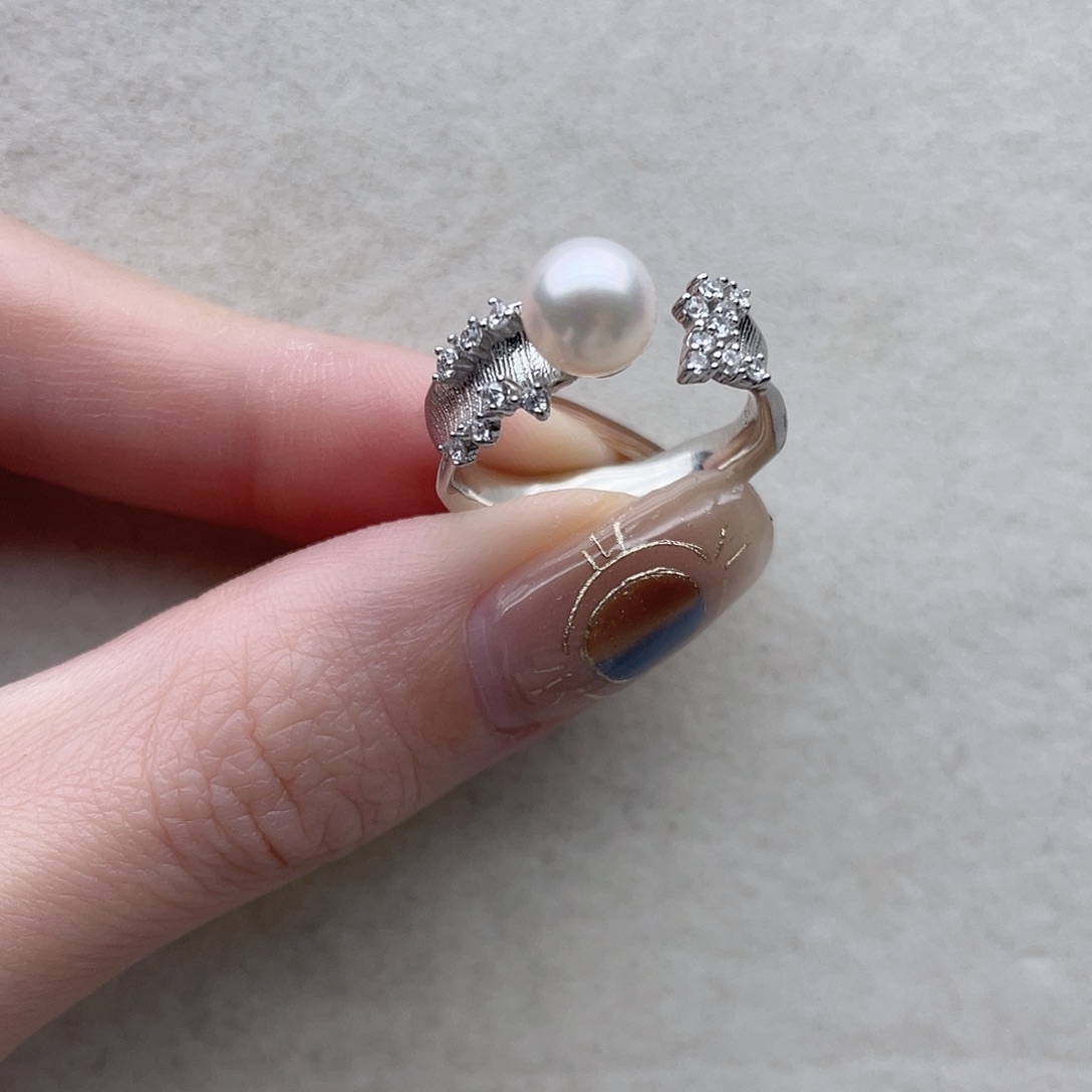 海水珍珠戒指59银S925镶嵌