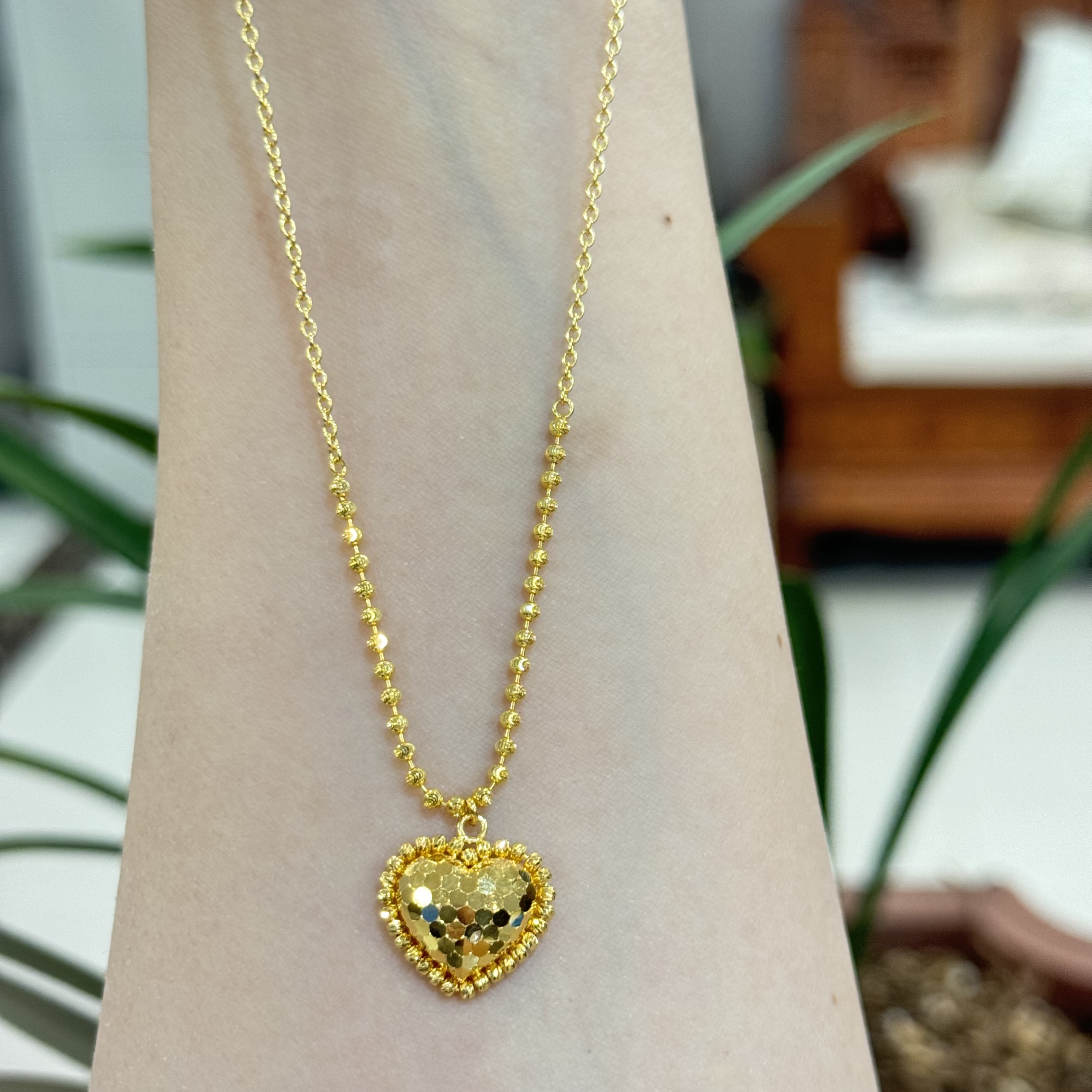 甸甸②X【鱼鳞大爱心套链】足金999精工5