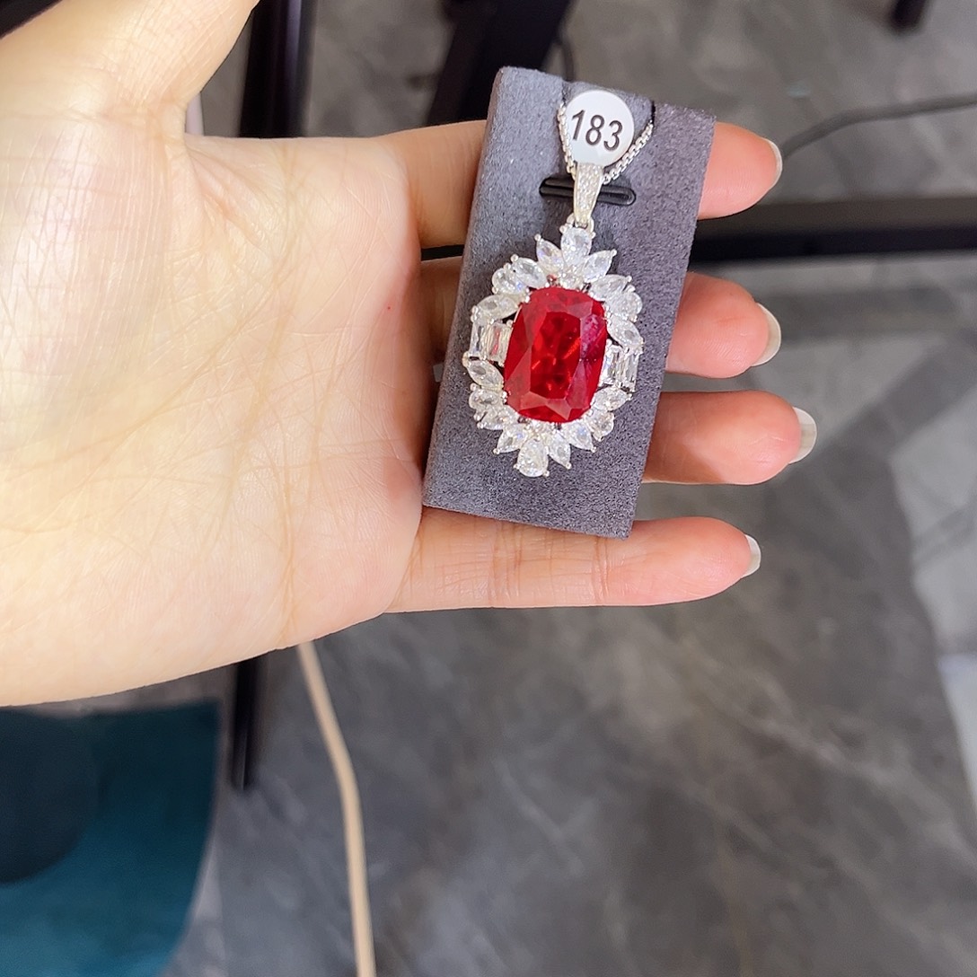 颈饰银S925镶嵌红宝石