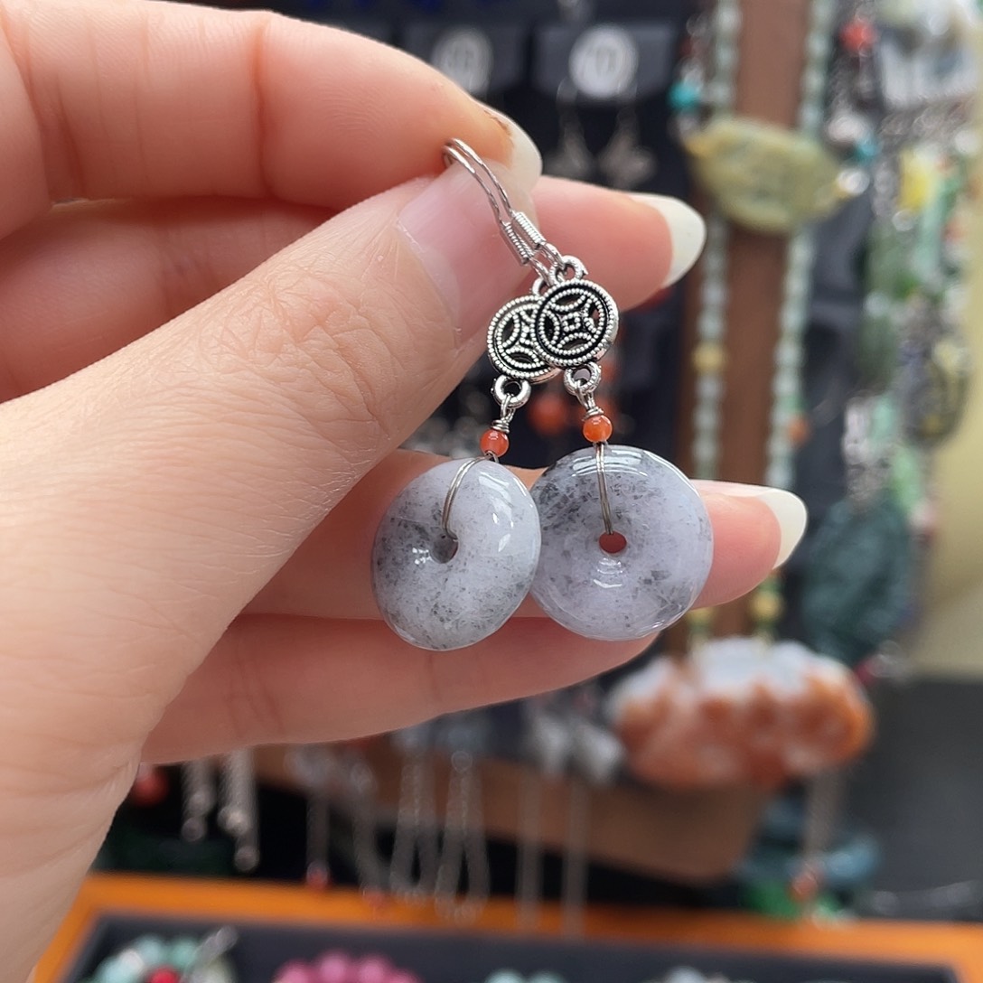 翡翠耳饰银S925镶嵌662gbnnjhh