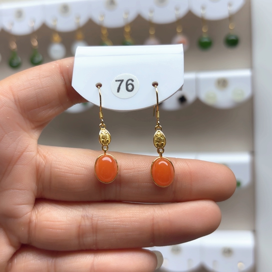 南红玛瑙耳饰银S925镶嵌