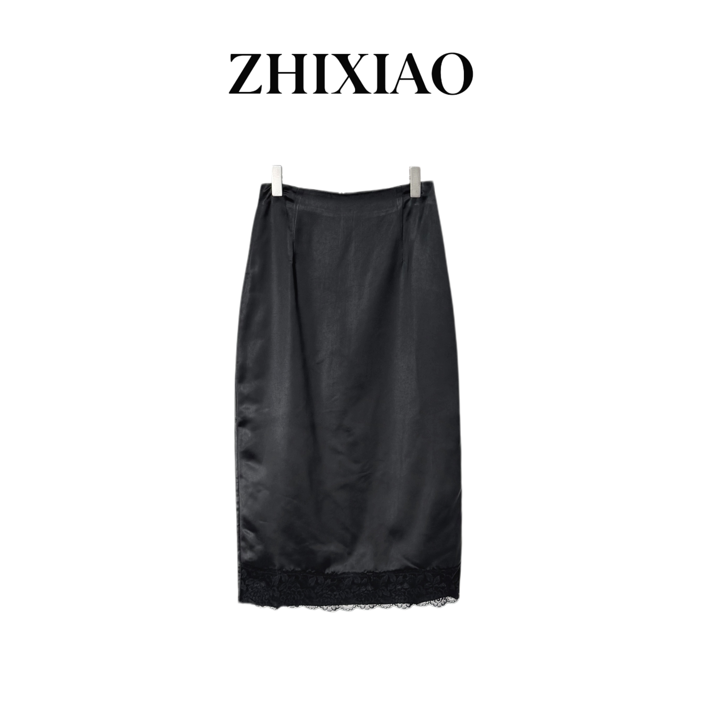 【ZHIXIAO】夏季新款：醋酸蕾丝拼接半裙692