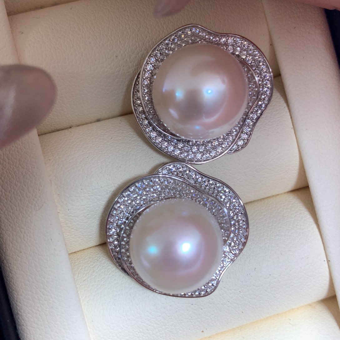 淡水珍珠耳饰银S925镶嵌