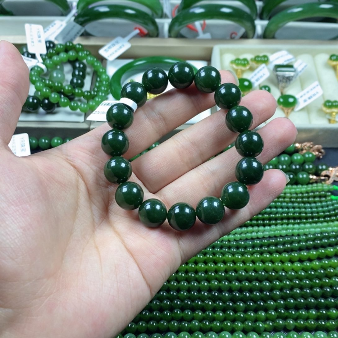 和田玉（碧玉）手串未镶嵌卡13