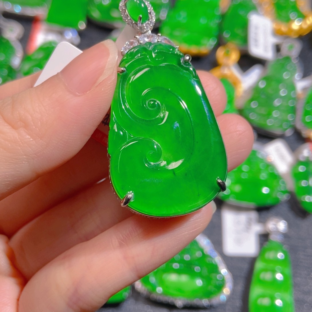 翡翠银S925镶嵌吊坠(不含链)