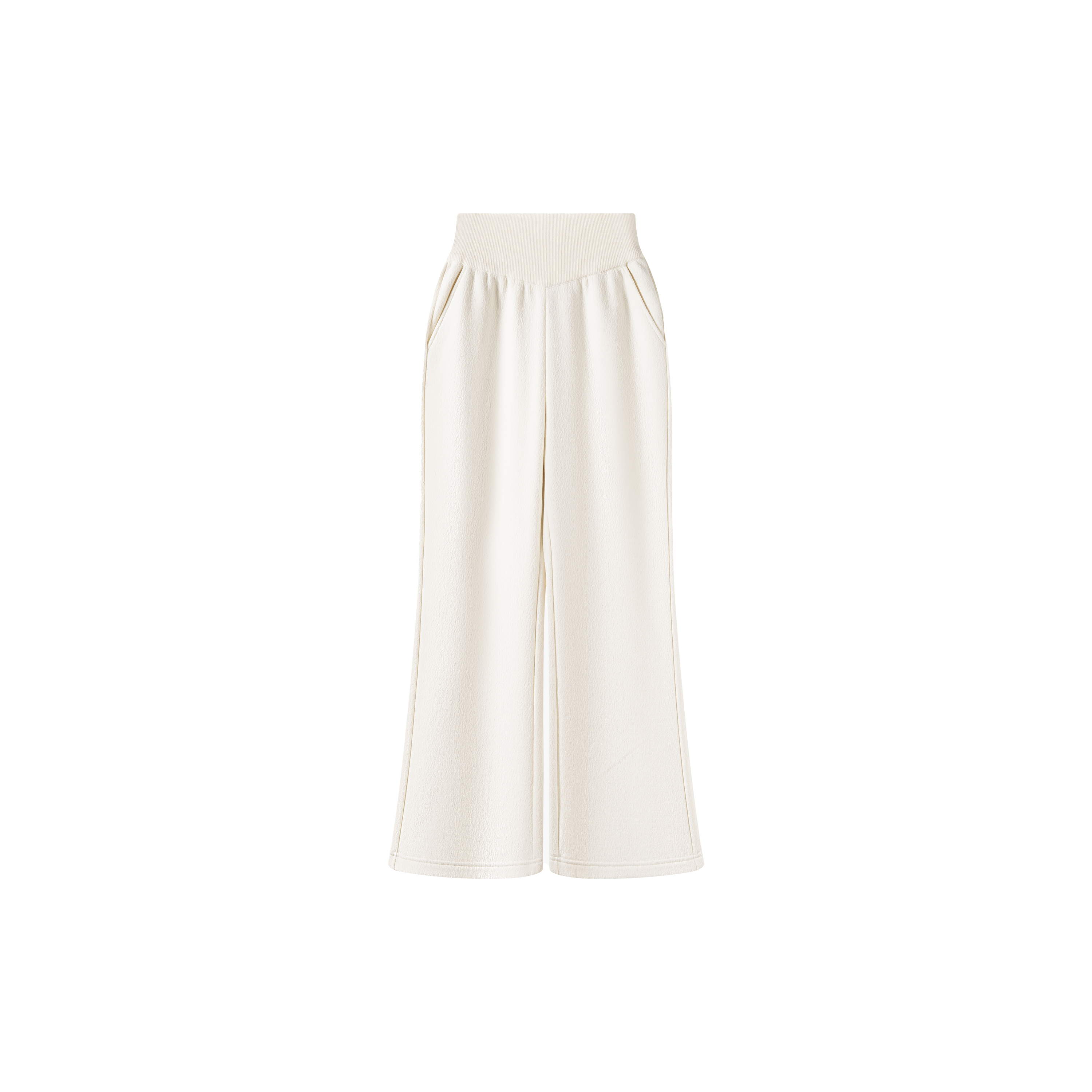 女士秋冬含山羊绒桑蚕丝混纺净版显瘦百搭高腰微喇修身针织休闲裤