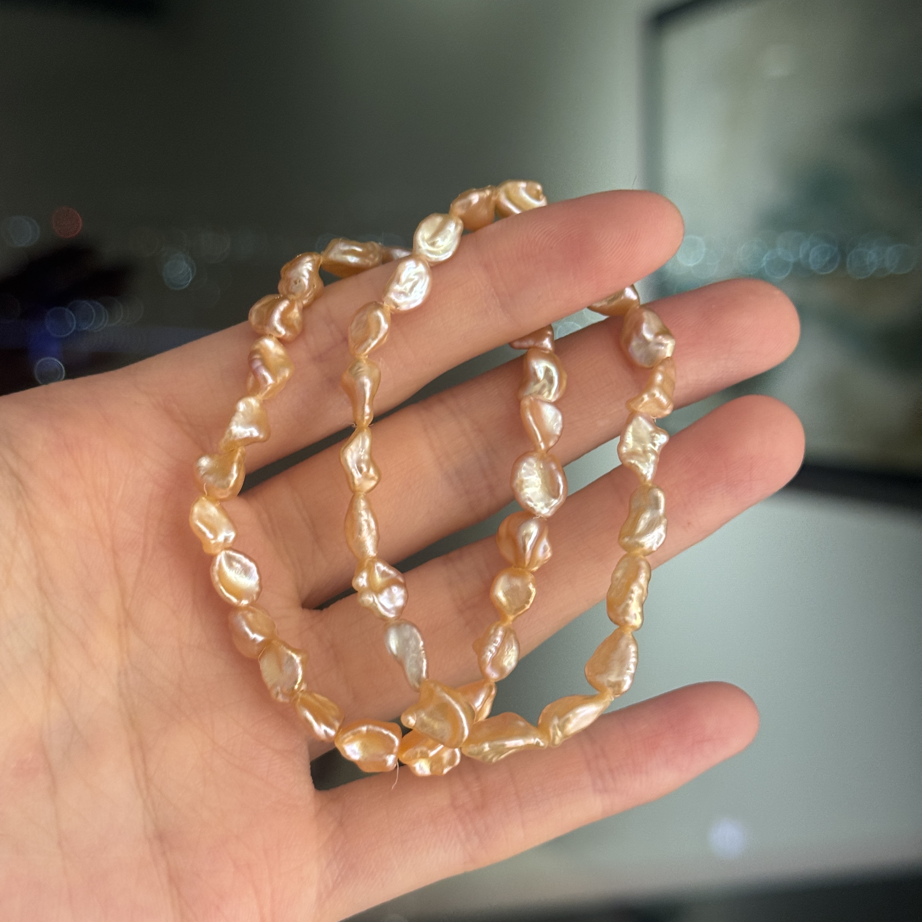 B27天然淡水无核keshi弹力绳手链5-7mm【多样性发一】