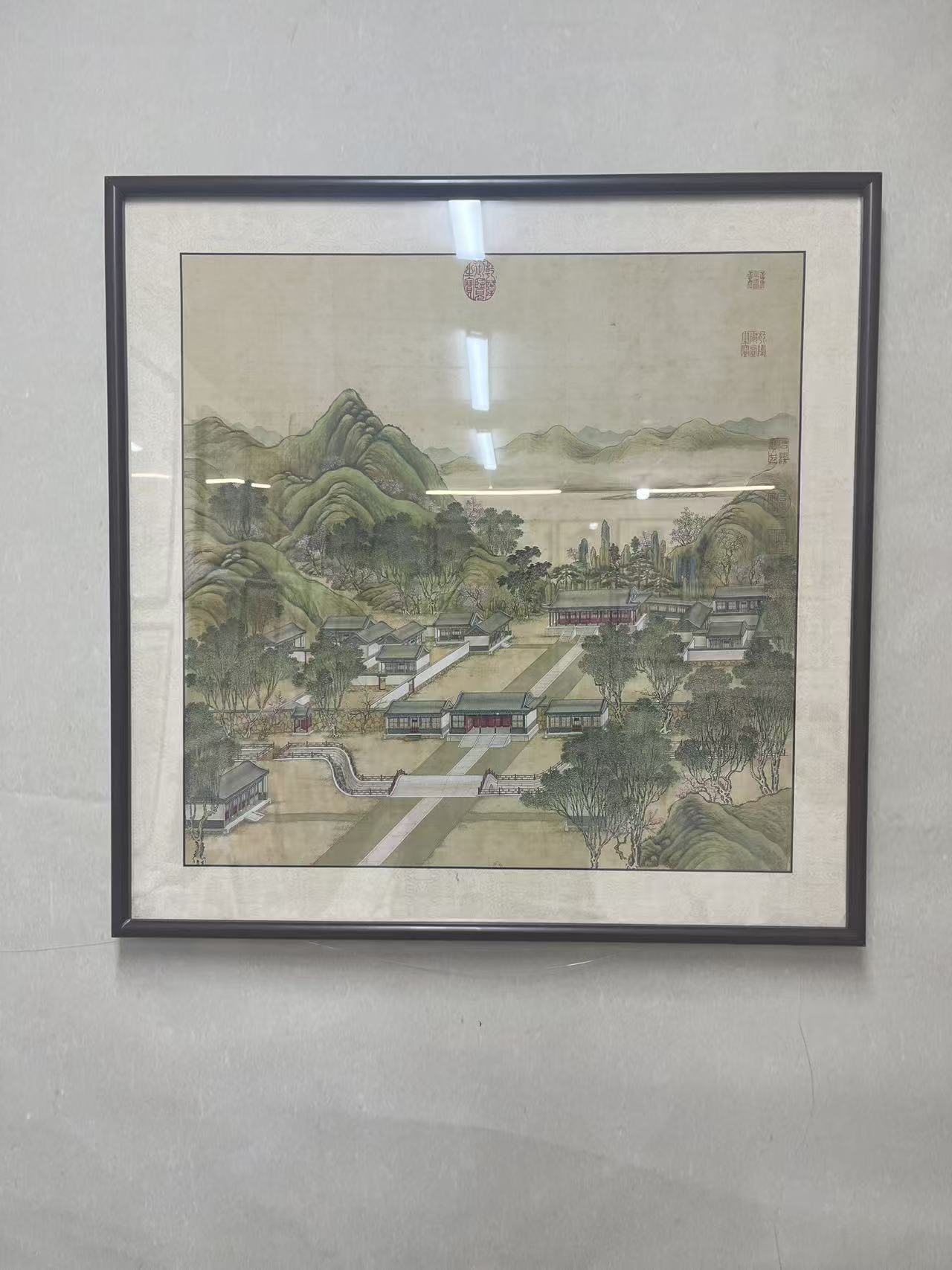 62cm*62cm《圆明园四十景图咏册》微喷复刻装裱中式玄关装饰画