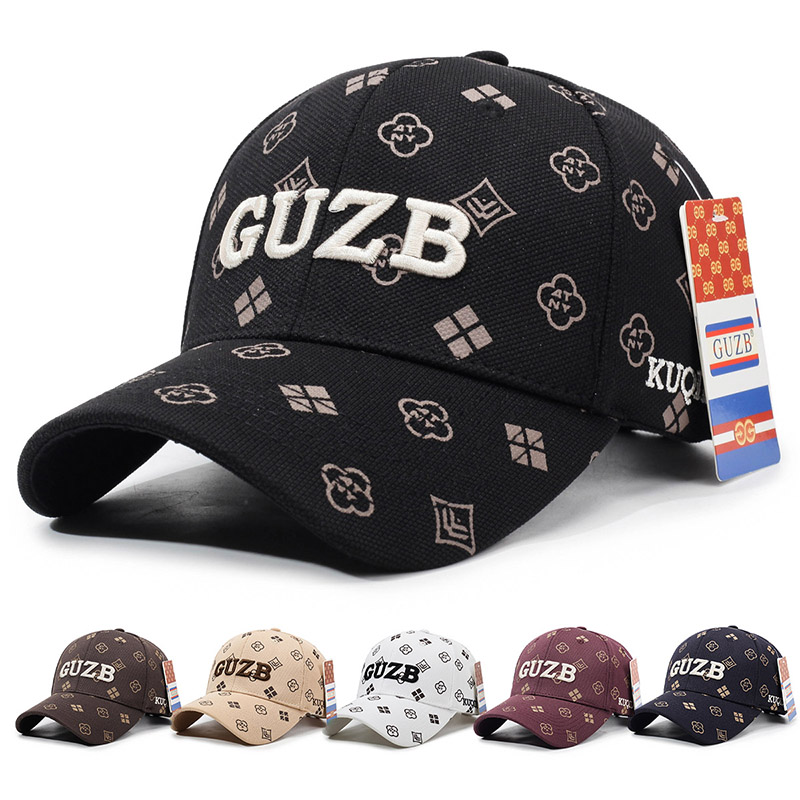 GUZB秋冬新款正品硬顶棒球帽男女同款休闲时尚百搭印花鸭舌帽