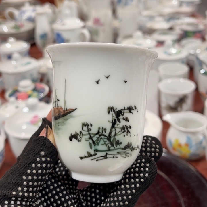 陶瓷醴陵手绘釉下五彩作品杯120毫升