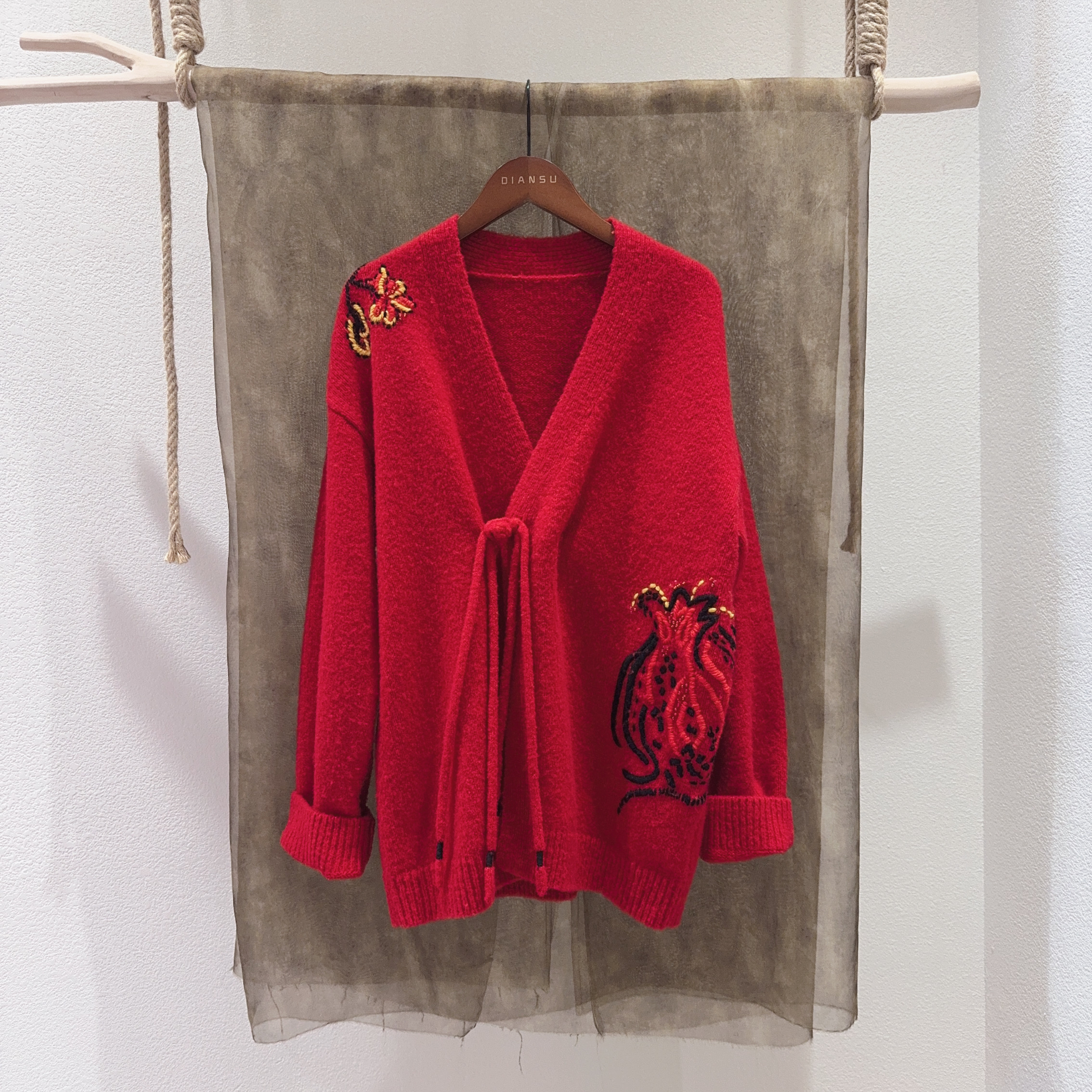 重工手绣中式针织开衫毛衣女士复古毛织外套K251441