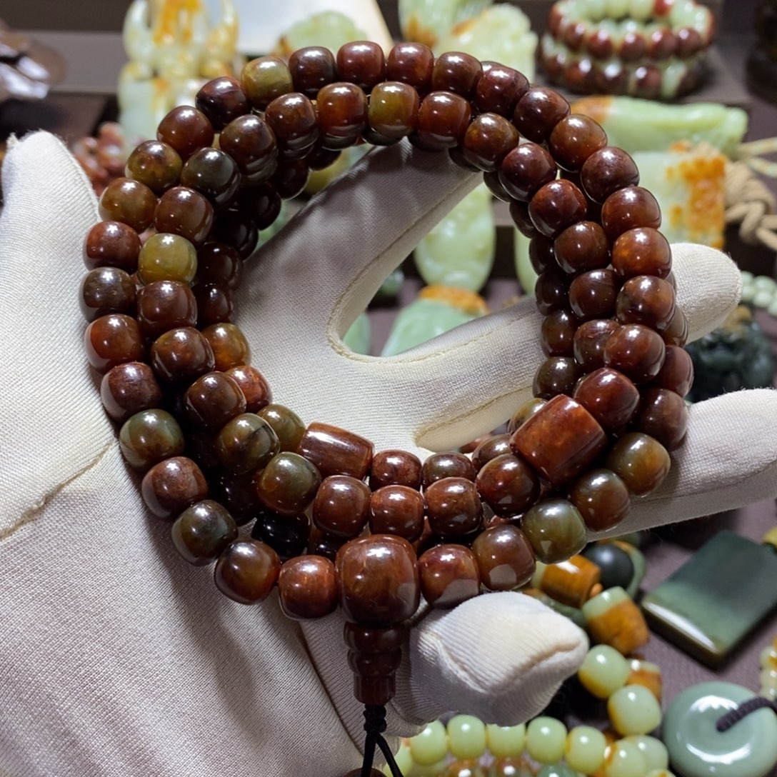 岫岩河磨玉（透闪石质玉）未镶嵌手链108粒10