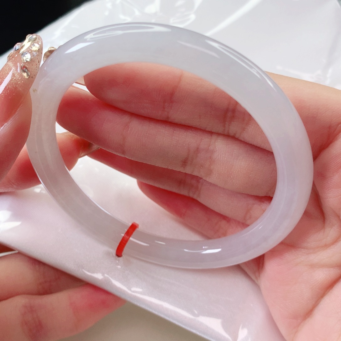 翡翠手镯未镶嵌圈口57.3 白月光