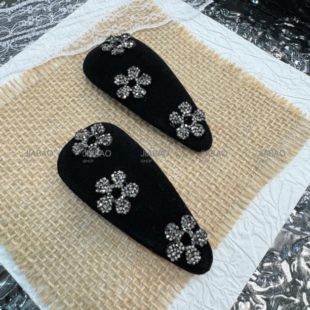 韩系东大门高级感秋冬黑色简约水钻BB夹女百搭头饰网红