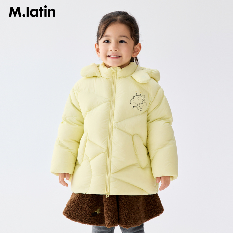 马拉丁儿童羽绒服25冬装新款男童女小童抱抱兽三防中长羽绒服