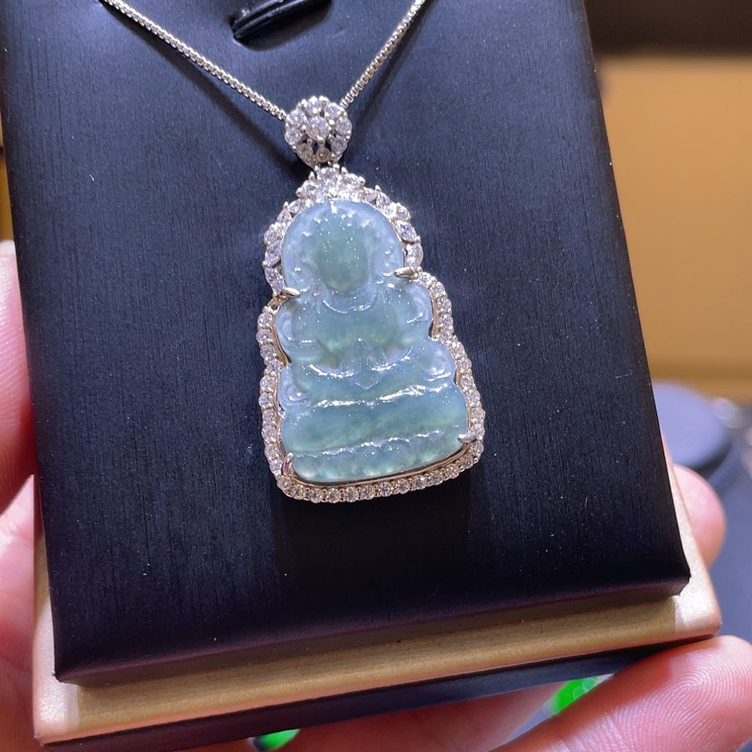 吊坠(不含链)银S925镶嵌翡翠