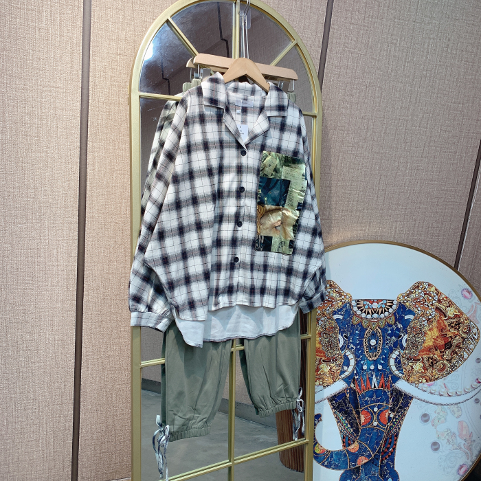 XX088孕妇格子月子服套装90-130