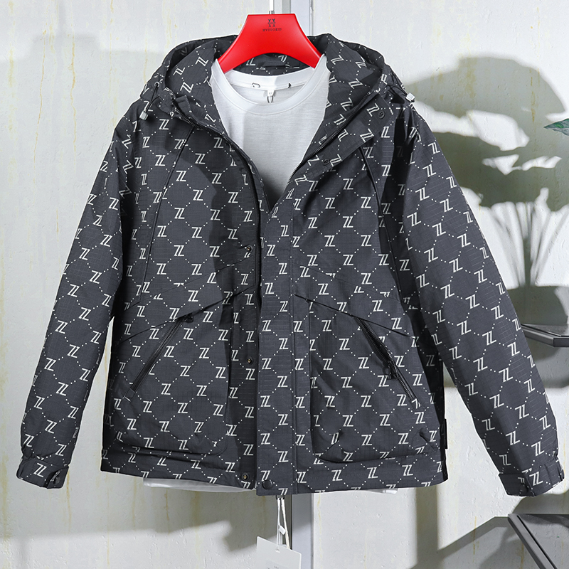 秋冬男士时尚简约连帽羽绒服8856