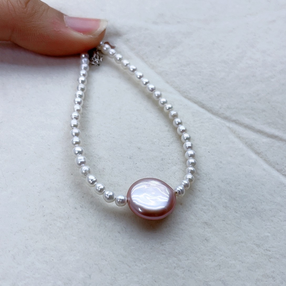 银S925镶嵌手绳淡水珍珠小****君