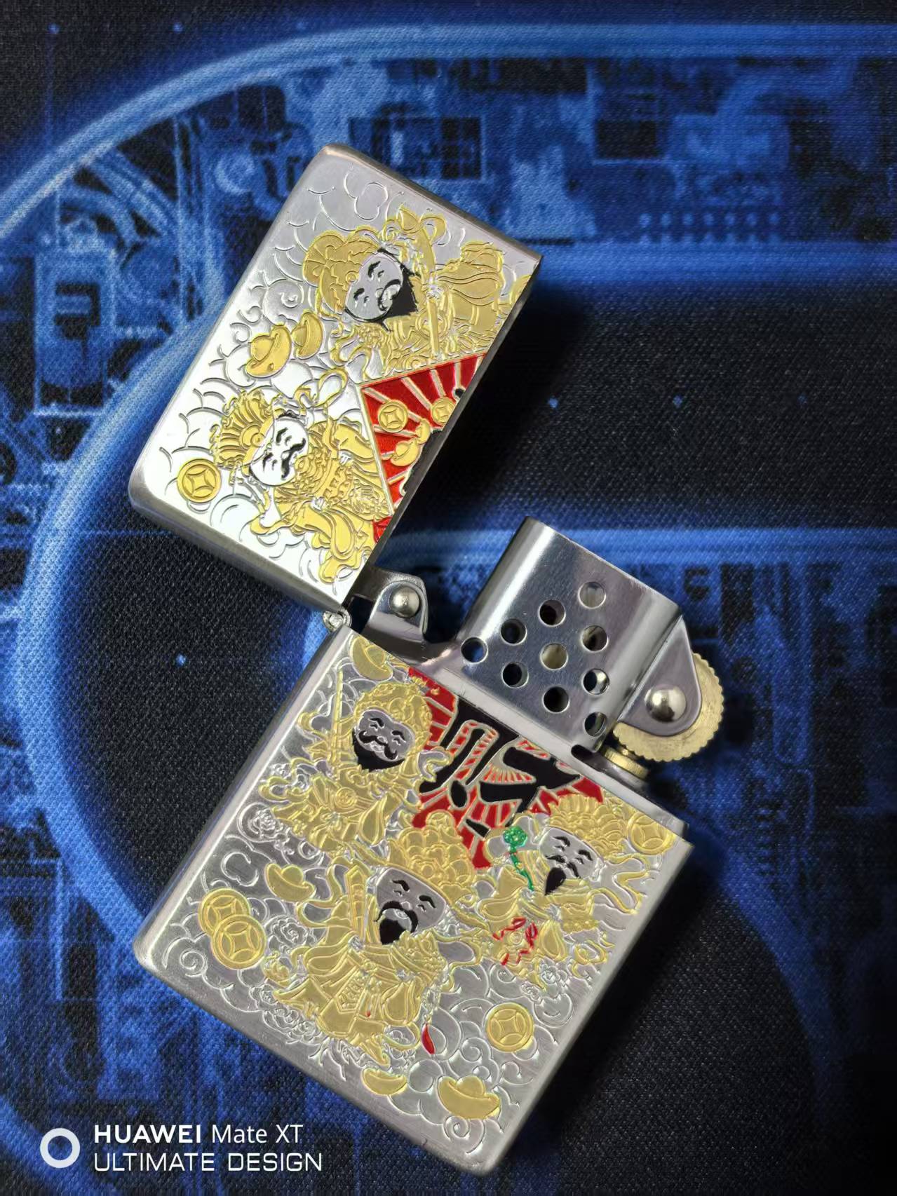 五路财神创意精雕防风打火机个性时尚男士礼物国潮风格