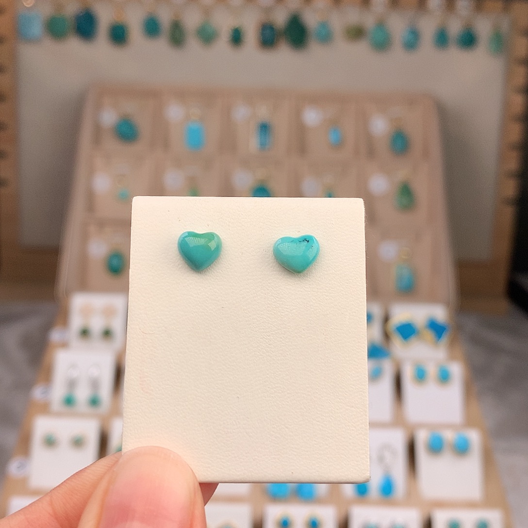 绿松石银S925镶嵌耳饰