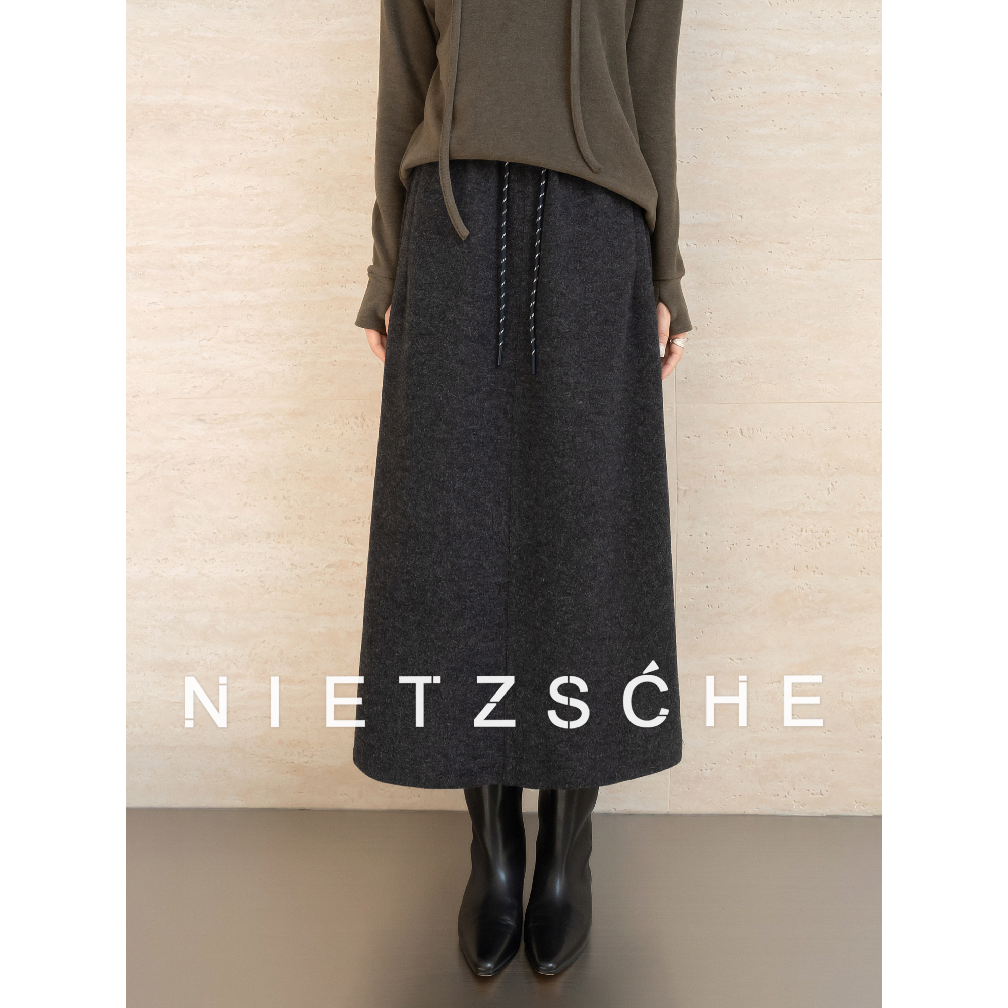 尼采 官方直营｜宝藏半裙｜羊毛 时髦百搭 梨形必备女装半身裙71235