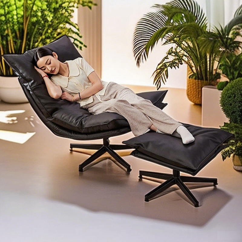 现代简约劳伦斯单人沙发椅北欧风PU办公休闲椅