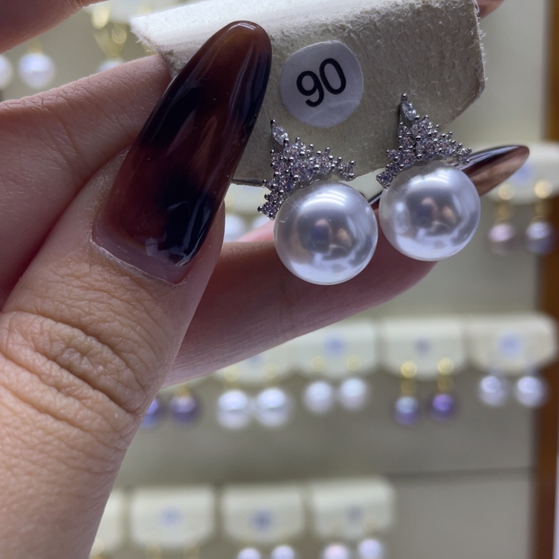淡水珍珠耳饰银S925镶嵌