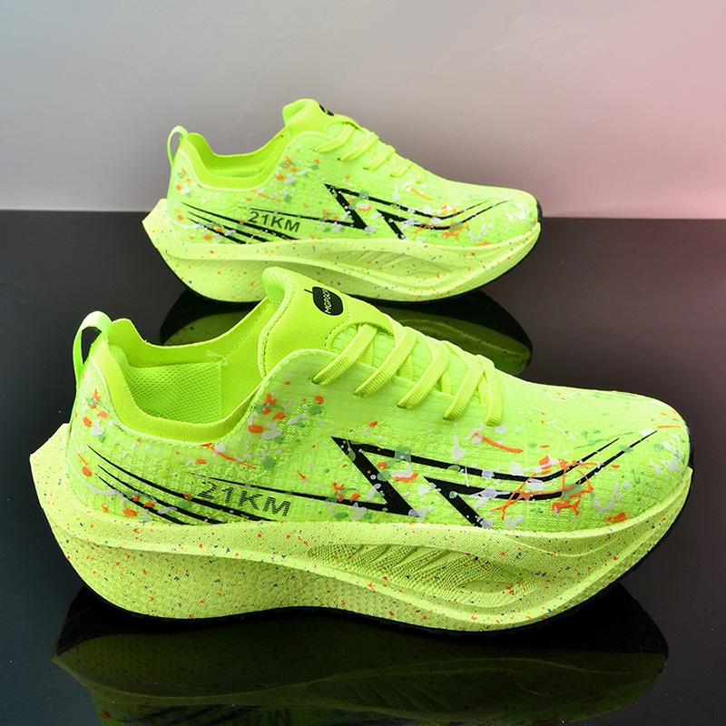 萍果璐易闪电21KM满天星夜光网面碳板减震马拉松竞速运动跑鞋8807
