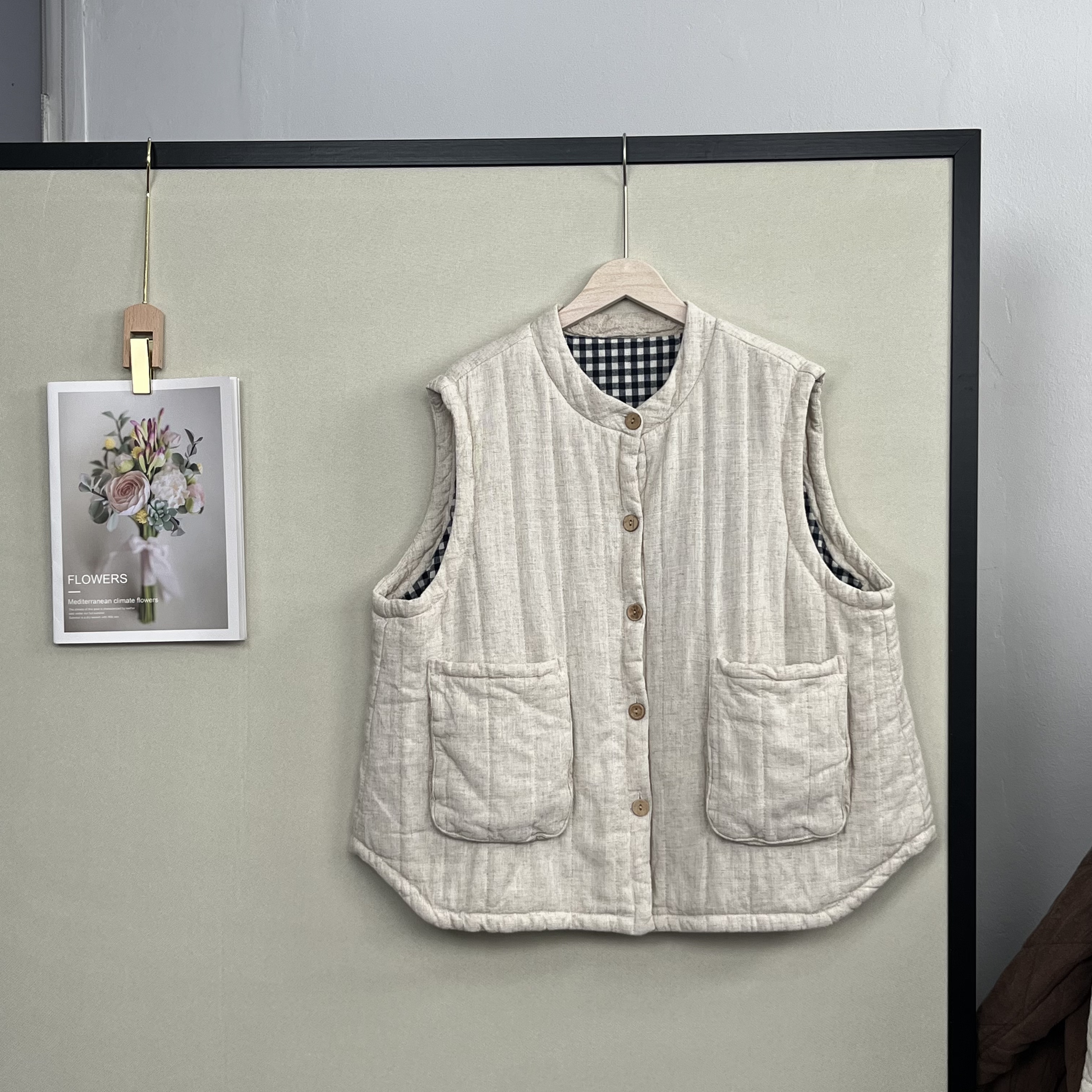 秋冬新款夹棉马甲文艺复古加厚保暖马夹