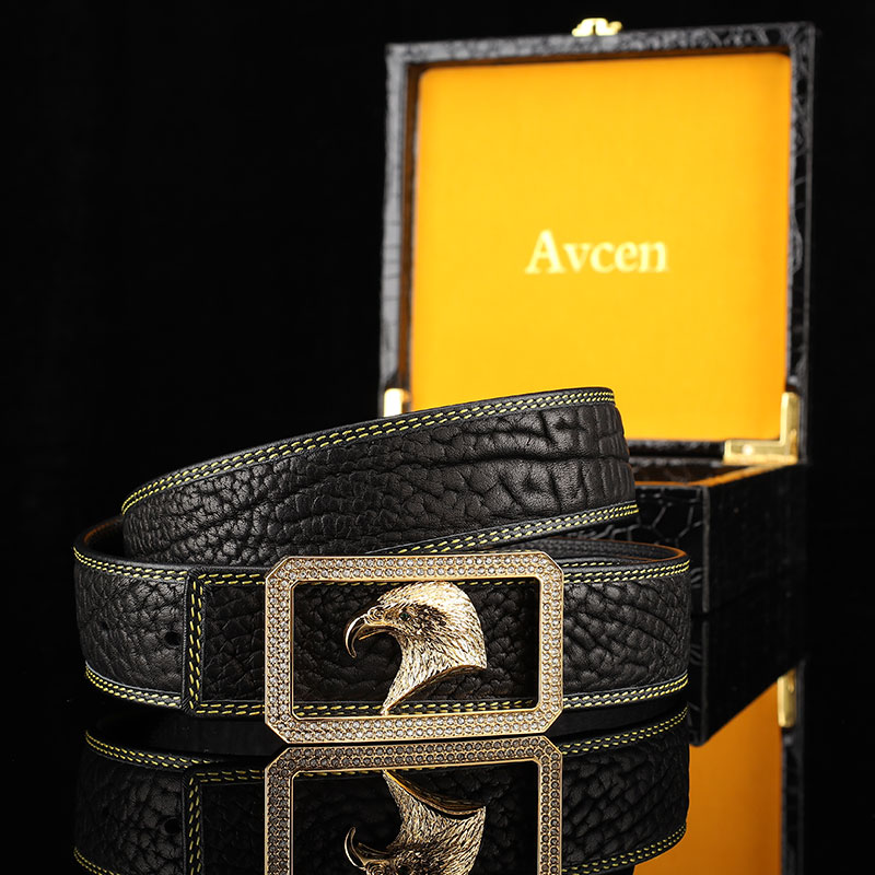 【实心铜扣鹰头腰带】新款鹰头皮带牛皮腰带潮流男皮带时尚休闲裤带