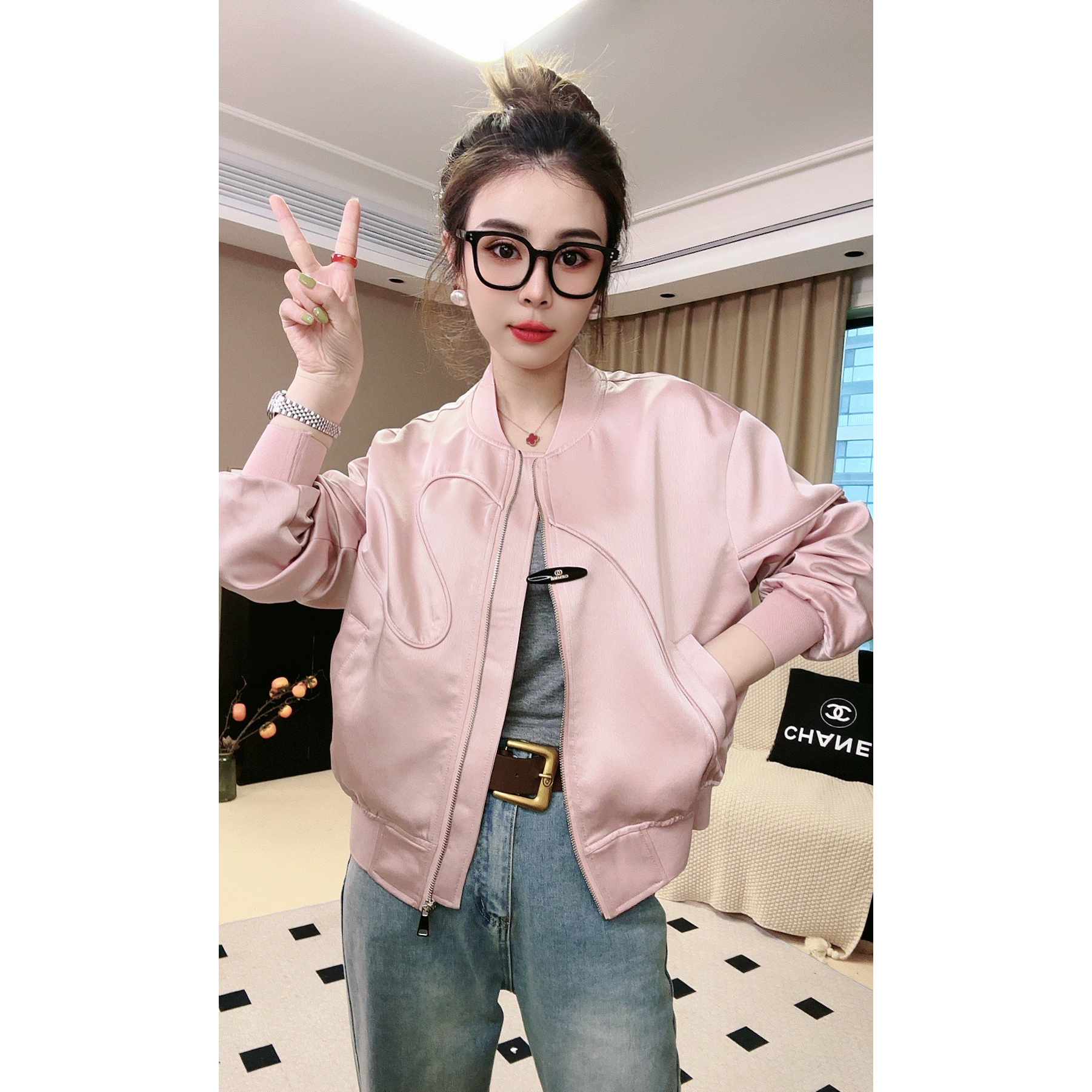 短款拉链短外套女2025春季新款韩版时尚洋气显瘦上衣宽松显瘦大码