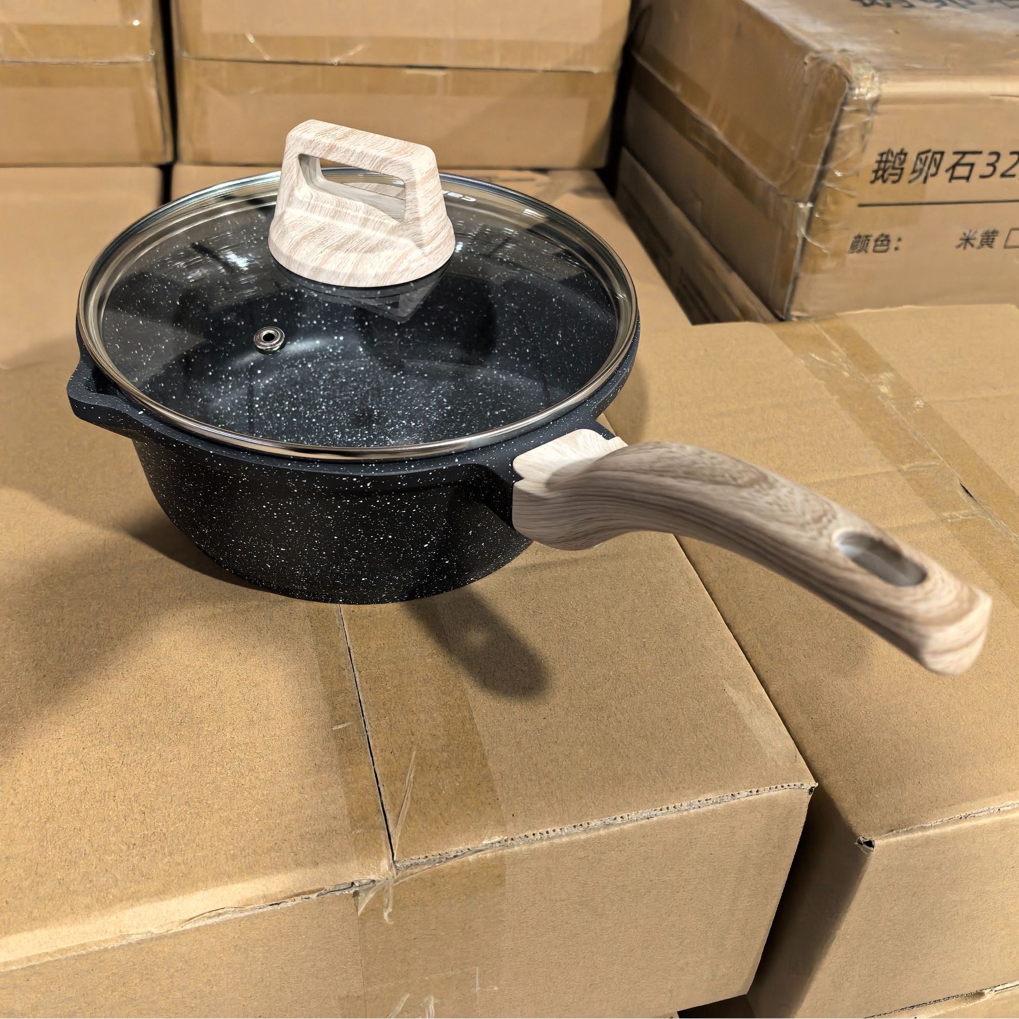 20cm黑色小卡撤柜奶锅宝宝辅食不粘锅加厚复底不挑灶料理锅微瑕疵