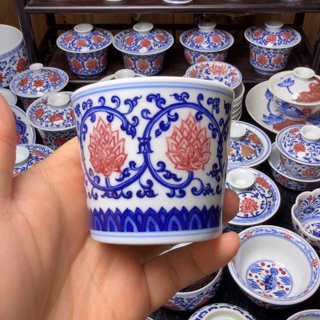 青花釉里红小可乐杯