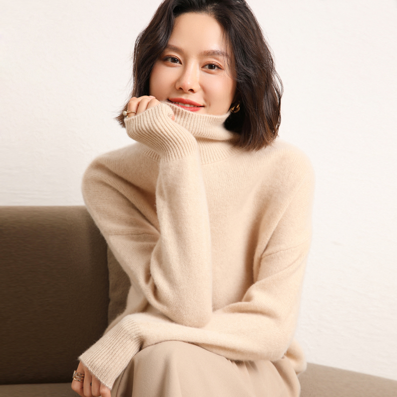 【重磅加厚王菲同款】100%纯山羊绒衫女高领百搭宽松针织软糯打底衫
