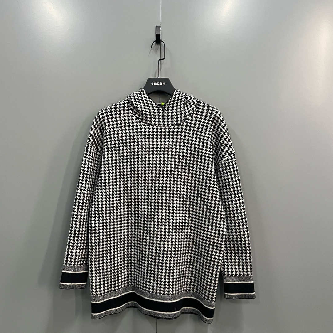 95新 DIOR/迪奥 zt4 山羊绒 千鸟格帽衫 36码/95新/603493