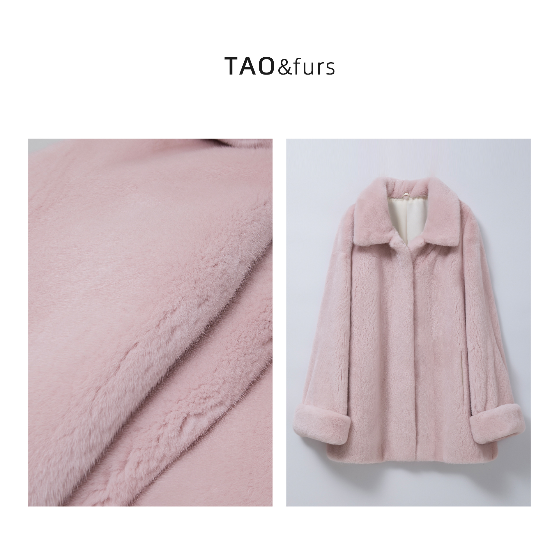 陶师傅 首尔日记 紫标短二天鹅绒貂皮大衣女中长款立翻领水貂皮草