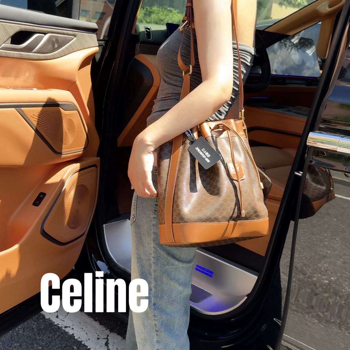 修复品618745/Celine /思琳老花中号抽绳水桶包配皮换新