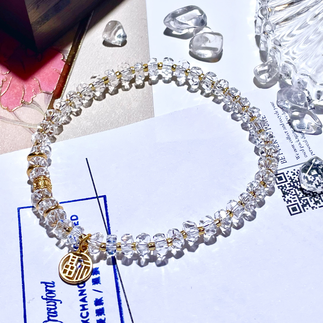 手链 轻奢净体水晶手串女士单圈时尚福牌手链饰品