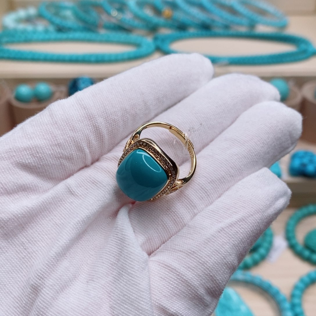 绿松石珠宝奇石18K金镶嵌